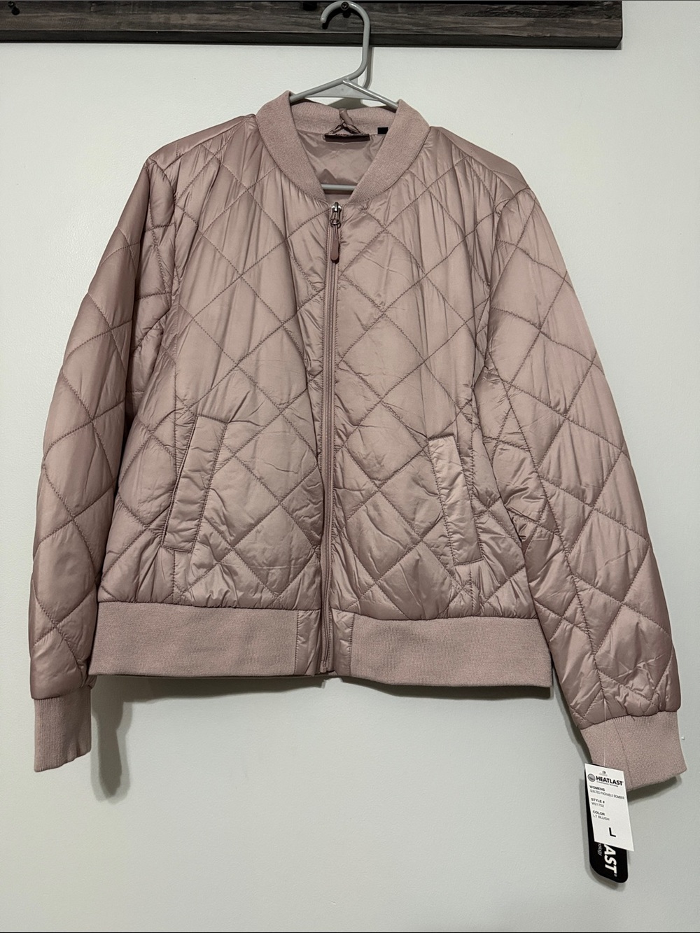 Quilted Bomber Jacket in Dusty Pink